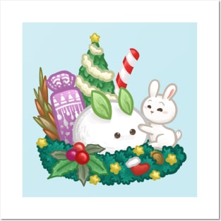 Bunny Christmas Snow Posters and Art